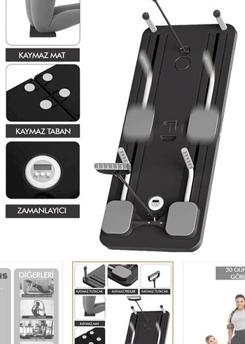 Gri Pilates Bandı ve Egzersiz Seti - Görsel 2