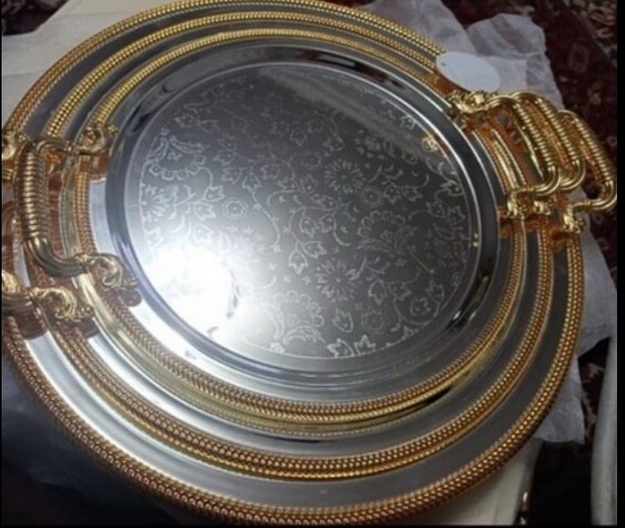 Altın Renkli Parlak Dekoratif Tepsi - Görsel 3