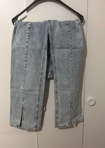 Kadın Gri Midi Bol Kesim Kot Pantolon - Görsel 2