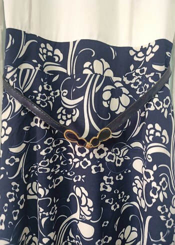 Uzun Kol Drapeli Bohem Lacivert Elbise - Görsel 5