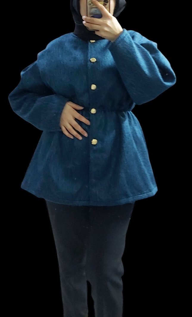 Düğmeli Midi Kot Ceket - Görsel 3