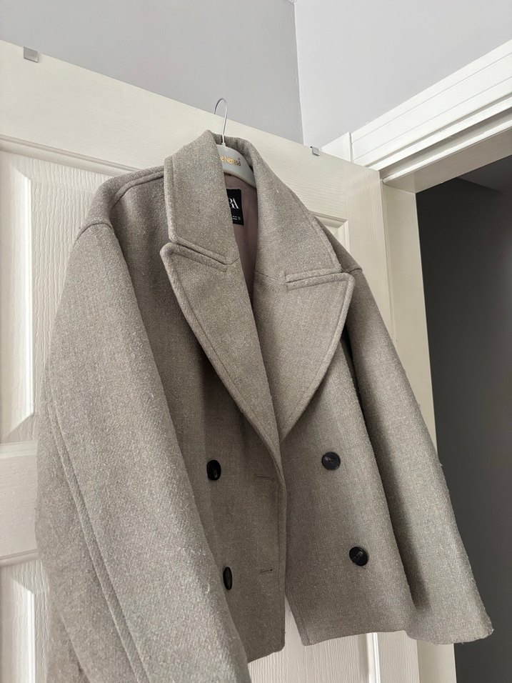 Zara Bej Klasik Yün Kadın Kaban - Görsel 2