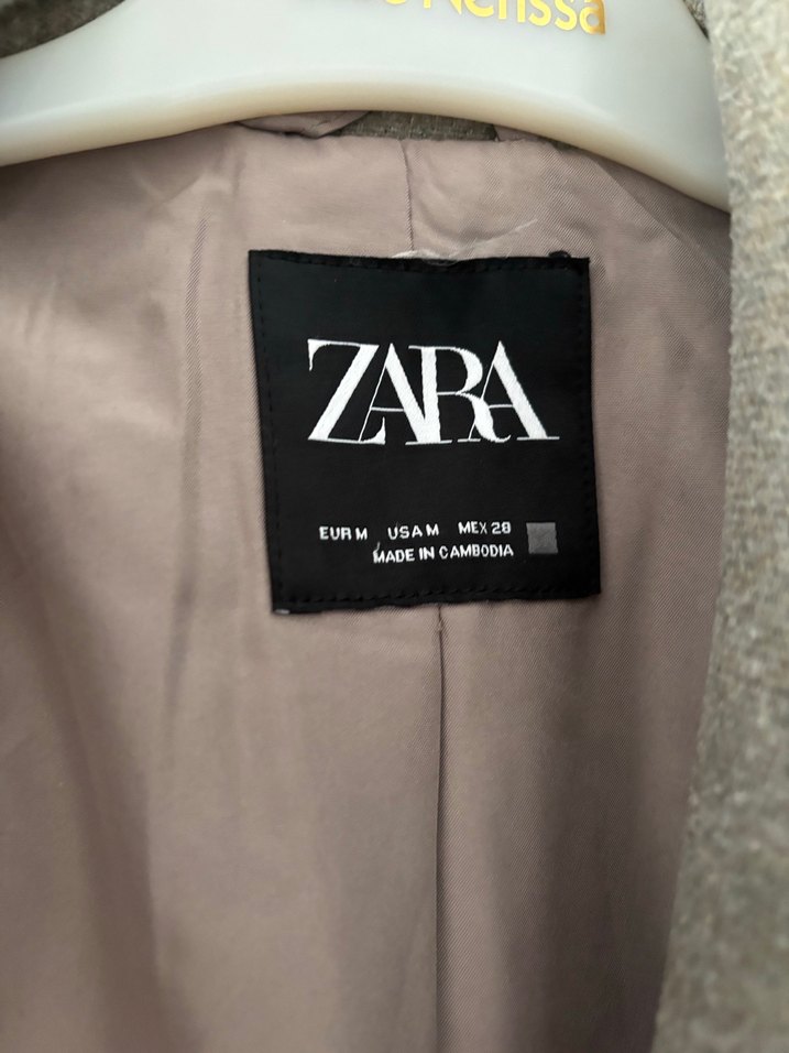 Zara Bej Klasik Yün Kadın Kaban - Görsel 5