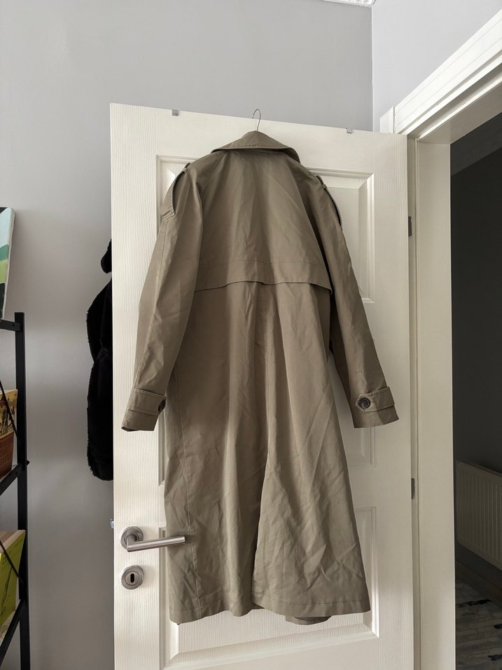 Bej Uzun Kadın Trençkot - Görsel 5