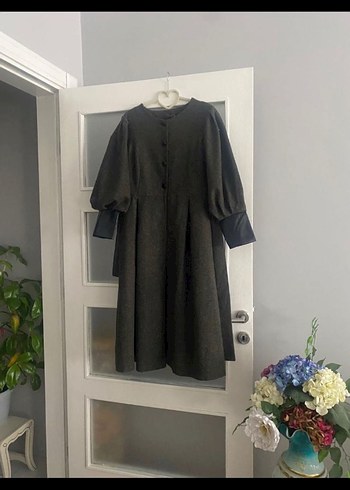 Gri Uzun Kemerli Kadın Kaban - Görsel 2