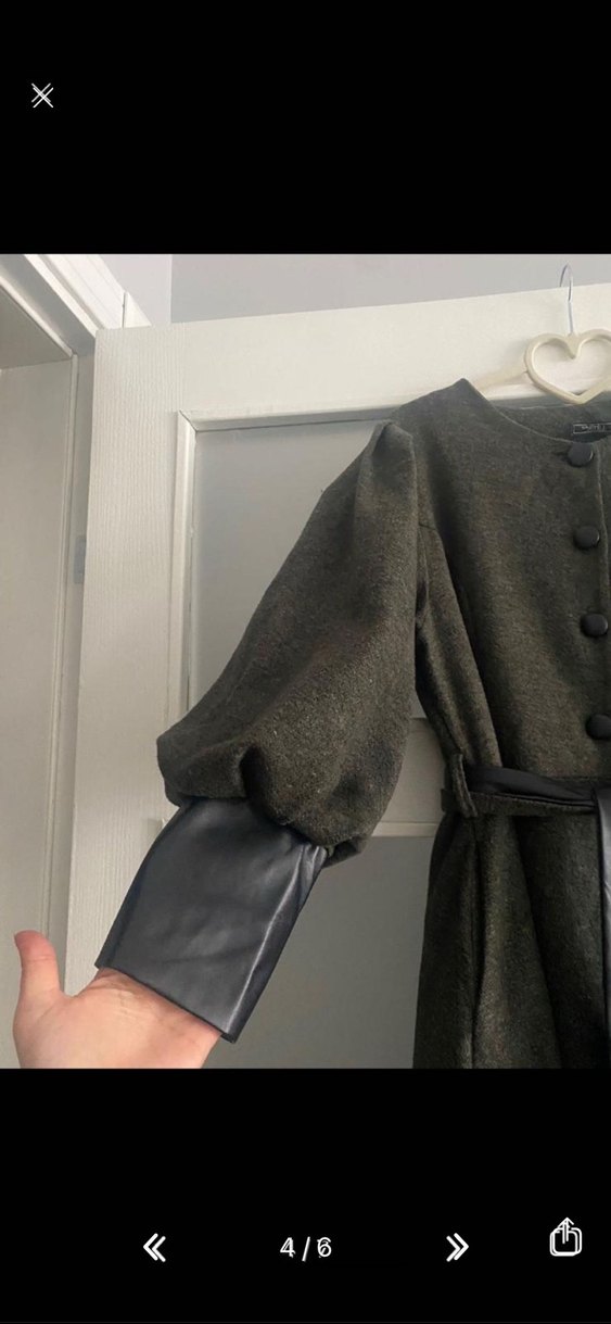 Gri Uzun Kemerli Kadın Kaban - Görsel 4