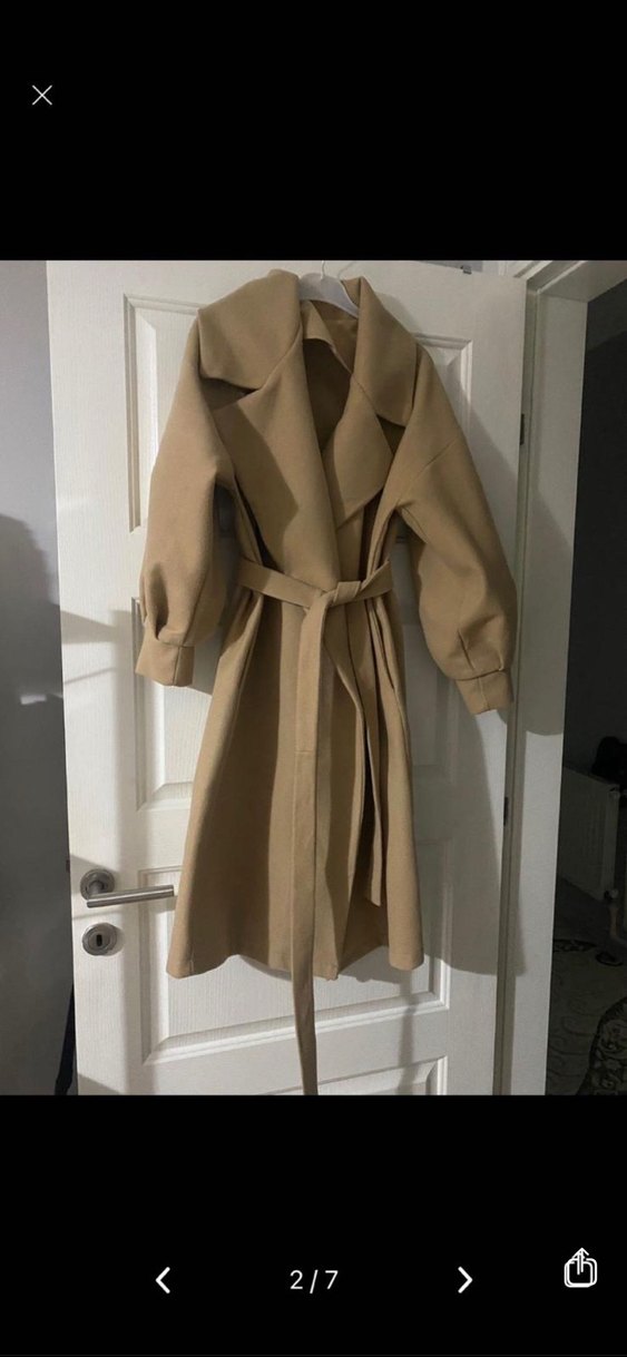 Camel Renk Uzun Kadın Kaban - Görsel 2