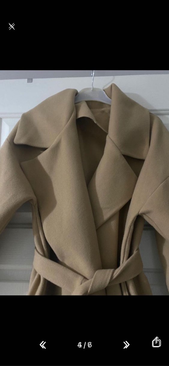 Camel Renk Uzun Kadın Kaban - Görsel 4