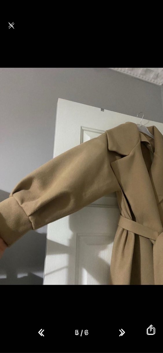 Camel Renk Uzun Kadın Kaban - Görsel 5