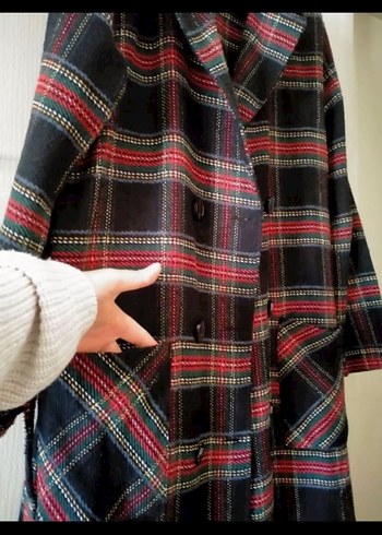 Drapeli Uzun Kollu Kadın Midi Kaban - Görsel 3