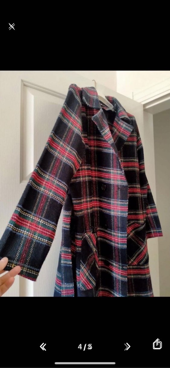 Drapeli Uzun Kollu Kadın Midi Kaban - Görsel 4