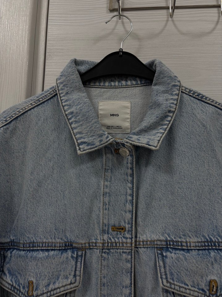 Düğmeli Gri Kadın Kot Ceket - Görsel 2