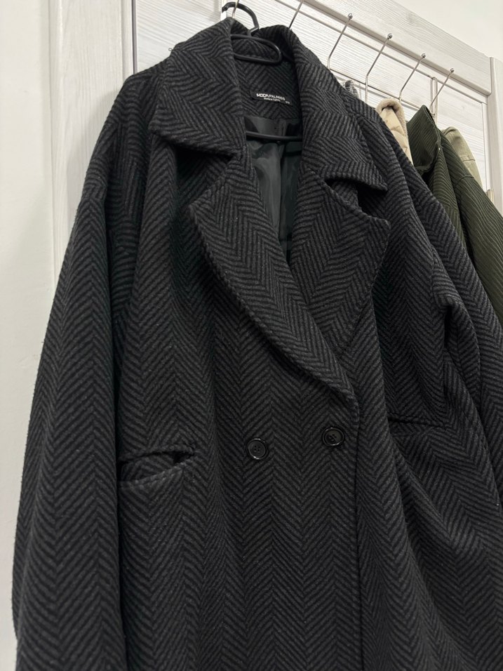 Antrasit Çift Düğmeli Kaban - Görsel 2