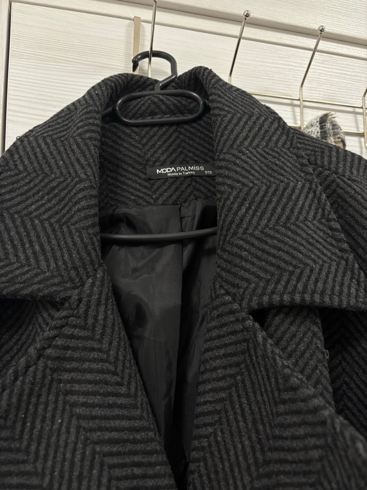 Antrasit Çift Düğmeli Kaban - Görsel 3