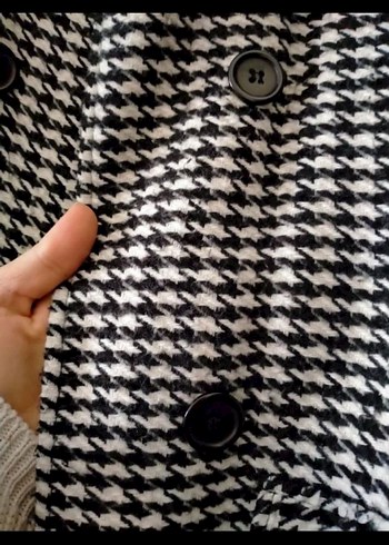 Gri Uzun Kadın Ceket Düğmeli - Görsel 2