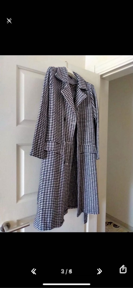 Gri Uzun Kadın Ceket Düğmeli - Görsel 3