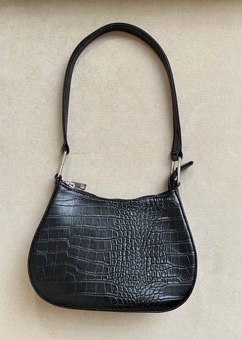 Klasik Siyah Yılan Desenli Deri Kadın Çanta - Görsel 2