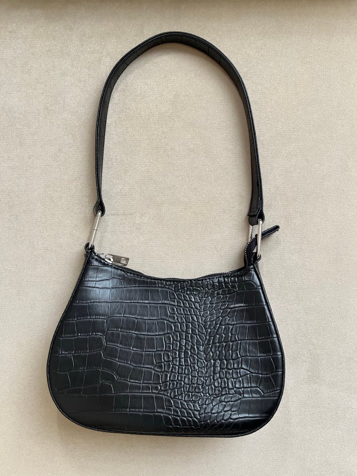 Klasik Siyah Yılan Desenli Deri Kadın Çanta - Görsel 2