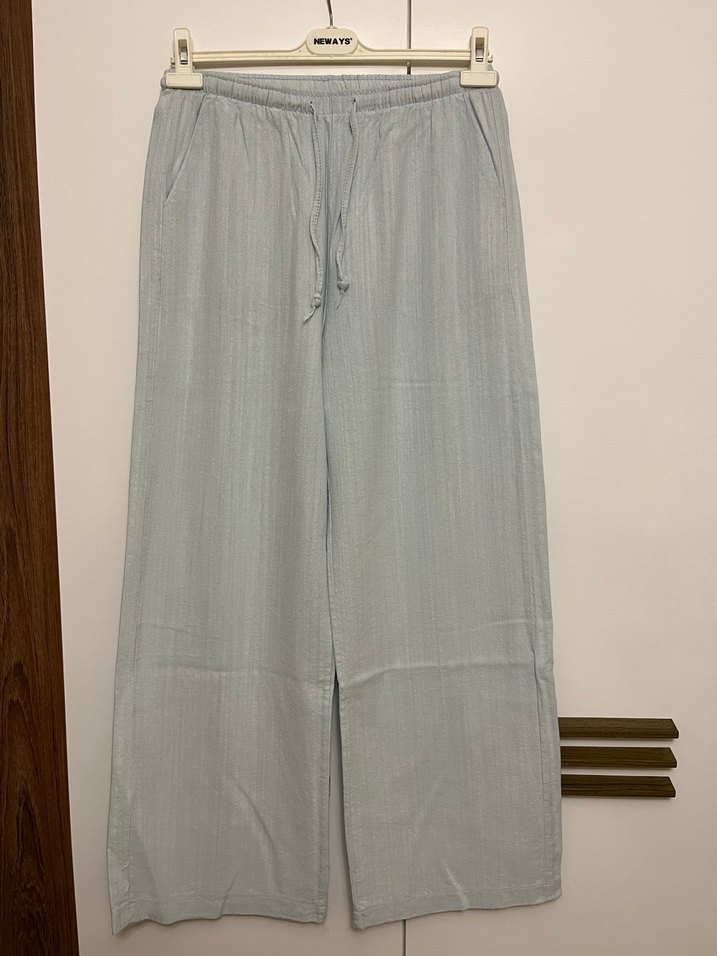 Su Yeşili Keten Kadın Pantolon - Görsel 2
