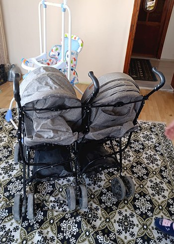 Gri Çiftli Bebek Arabası - Görsel 2