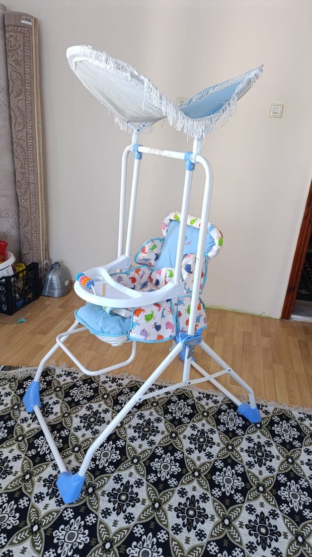 Renkli Mavi Bebek Mama Sandalyesi - Görsel 2