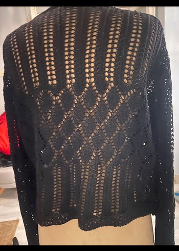 Delikli Bağlamalı Vintage Hırka - Görsel 3