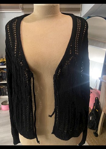 Delikli Bağlamalı Vintage Hırka - Görsel 2