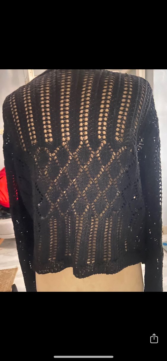 Delikli Bağlamalı Vintage Hırka - Görsel 3