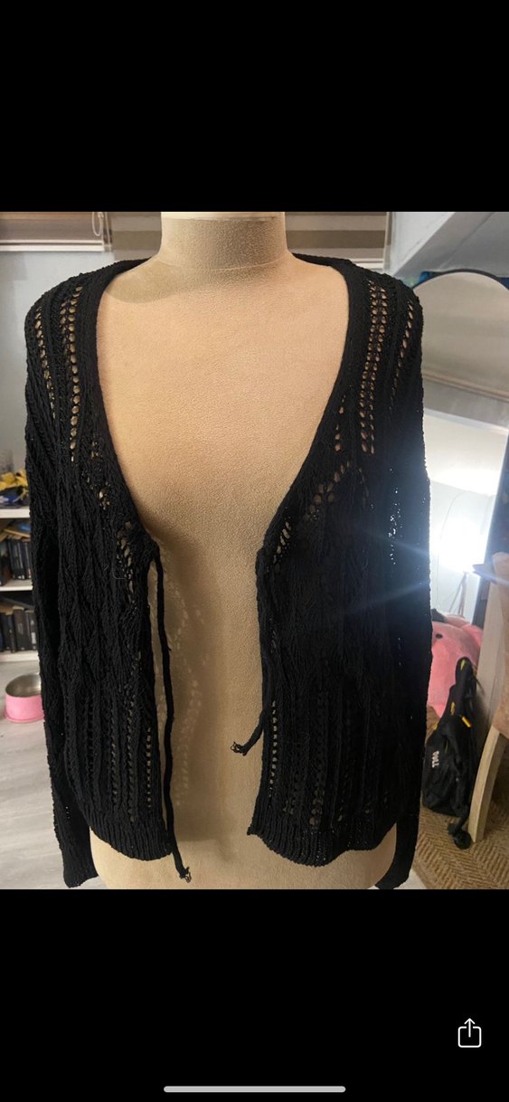 Delikli Bağlamalı Vintage Hırka - Görsel 2