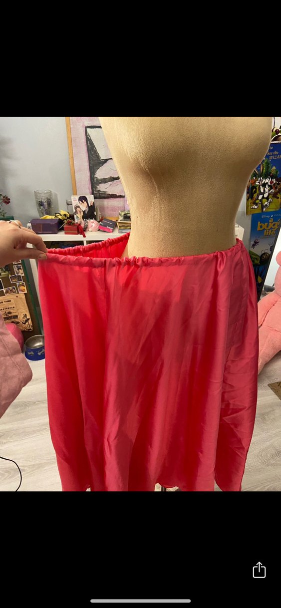 Pembe Uzun Salaş Saten Etek - Görsel 2