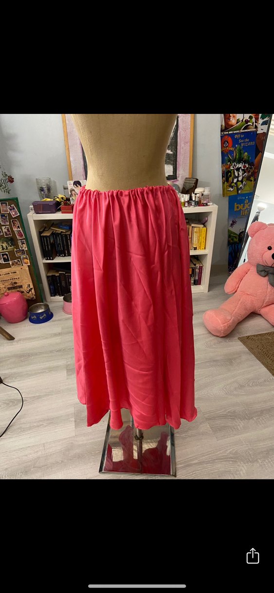 Pembe Uzun Salaş Saten Etek - Görsel 3