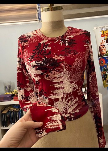 Baskılı Bohem Uzun Kollu Bluz - Görsel 2