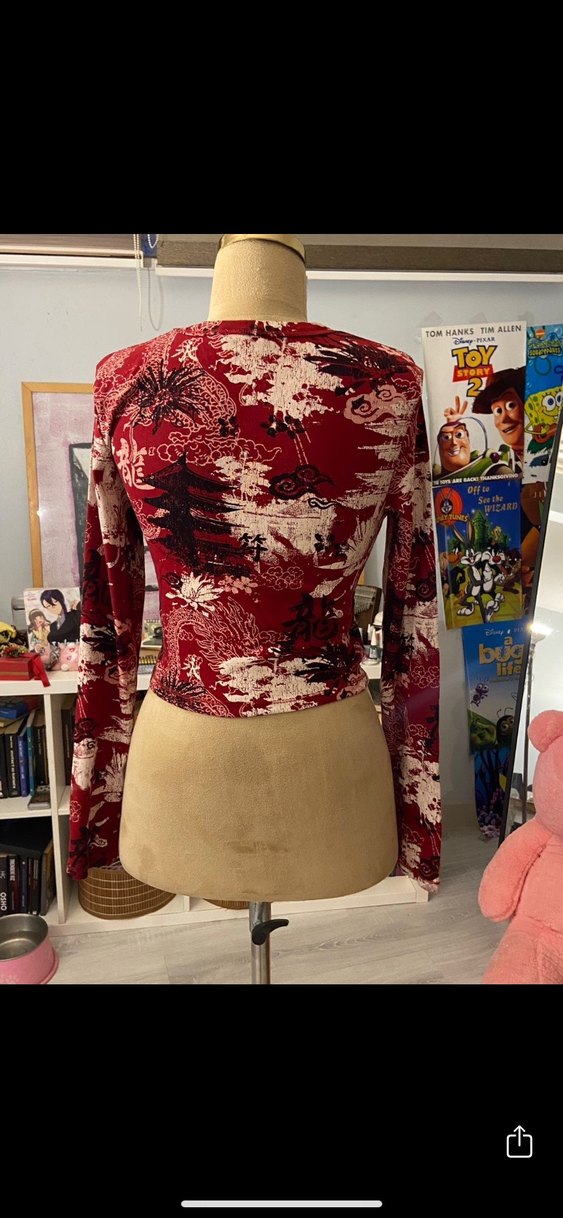 Baskılı Bohem Uzun Kollu Bluz - Görsel 3