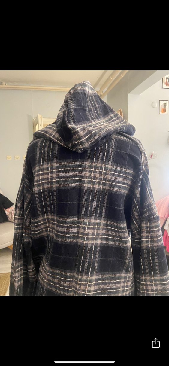 Ekoseli Kapüşonlu Kadın Gömlek - Görsel 3