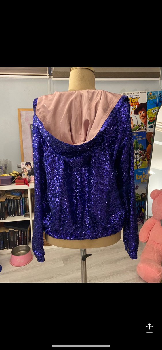 Parlak Mor Payetli Midi Kadın Ceket - Görsel 4