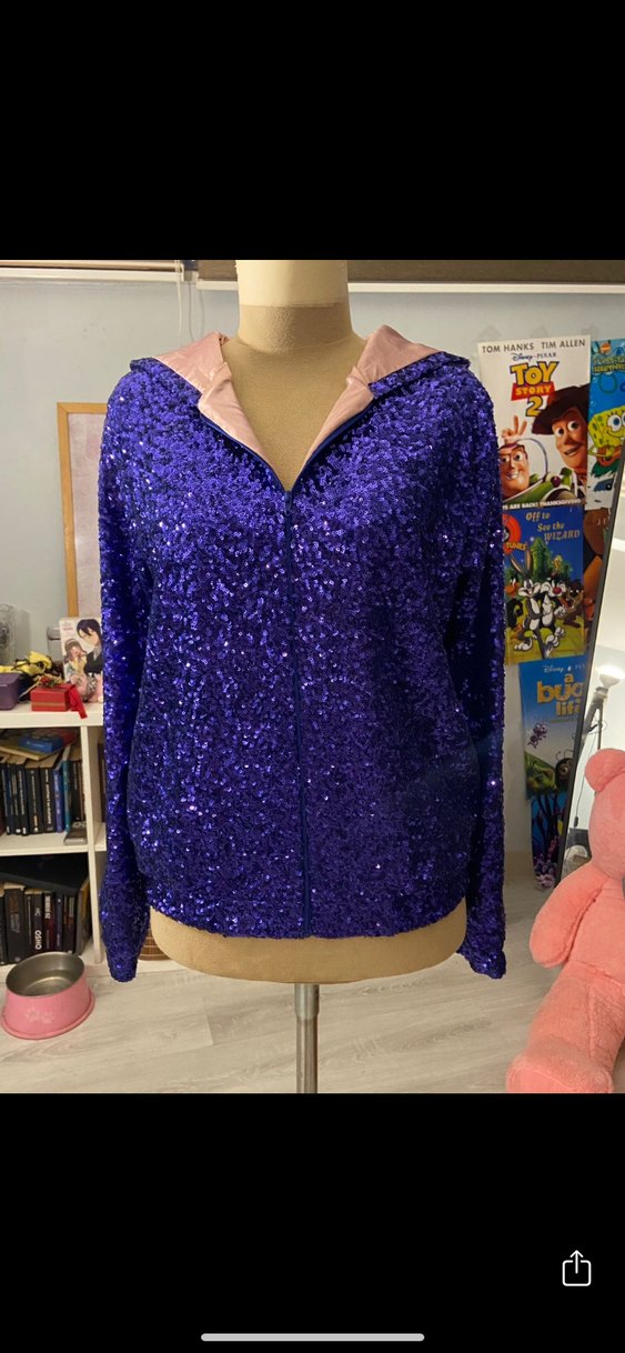 Parlak Mor Payetli Midi Kadın Ceket - Görsel 2