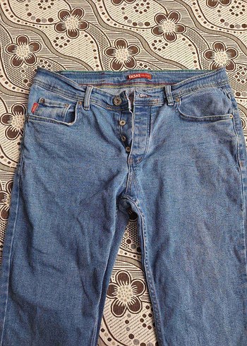 Düğmeli Bağlama Desenli Erkek Kot Pantolon - Görsel 3