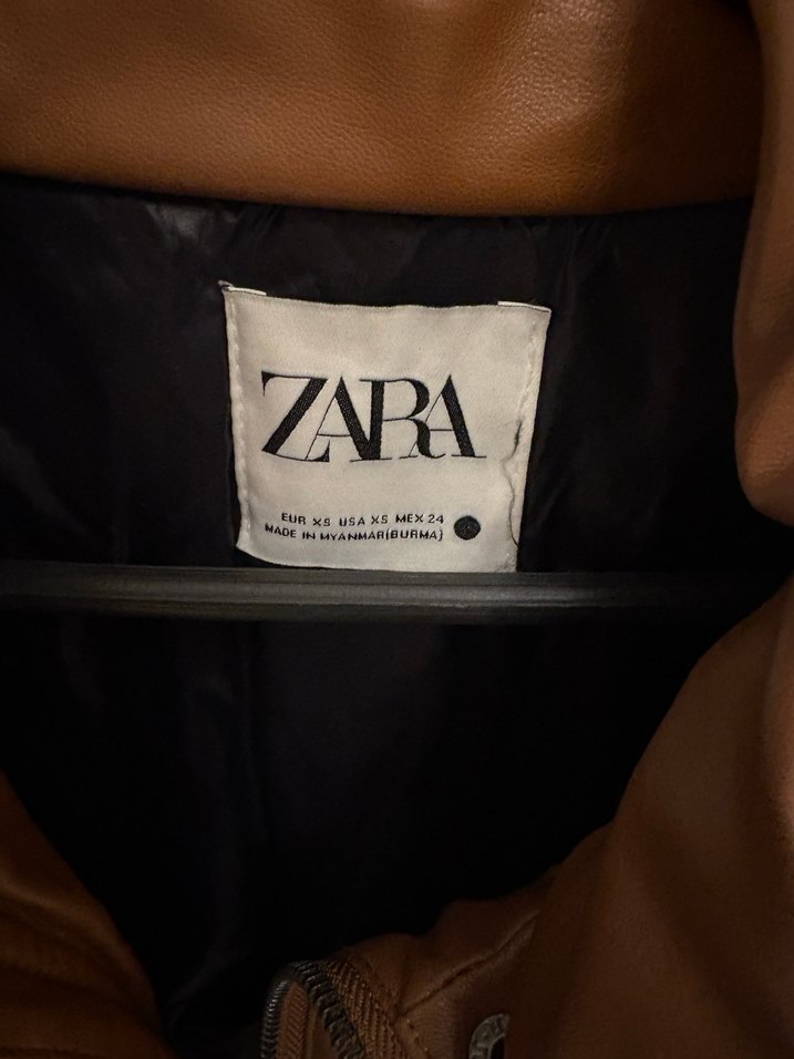 Düğmeli Kahverengi Deri Kadın Kışlık Ceket - Görsel 2