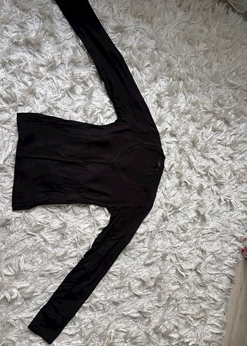 Kadın Siyah V Yakalı Uzun Kollu bluz - Görsel 2