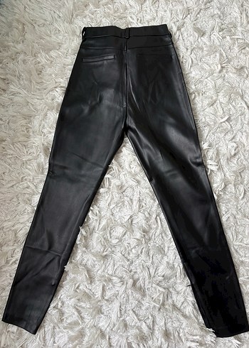 Siyah Deri Kadın Pantolon, - Görsel 3
