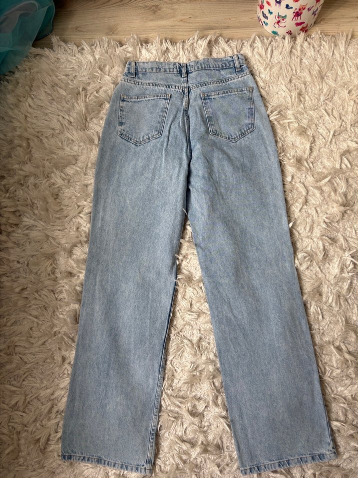 Peluş Detaylı Gri Midi Kot Pantolon - Görsel 4