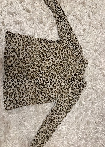 Kahverengi Leopar Desenli Bohem Kadın Bluz - Görsel 3