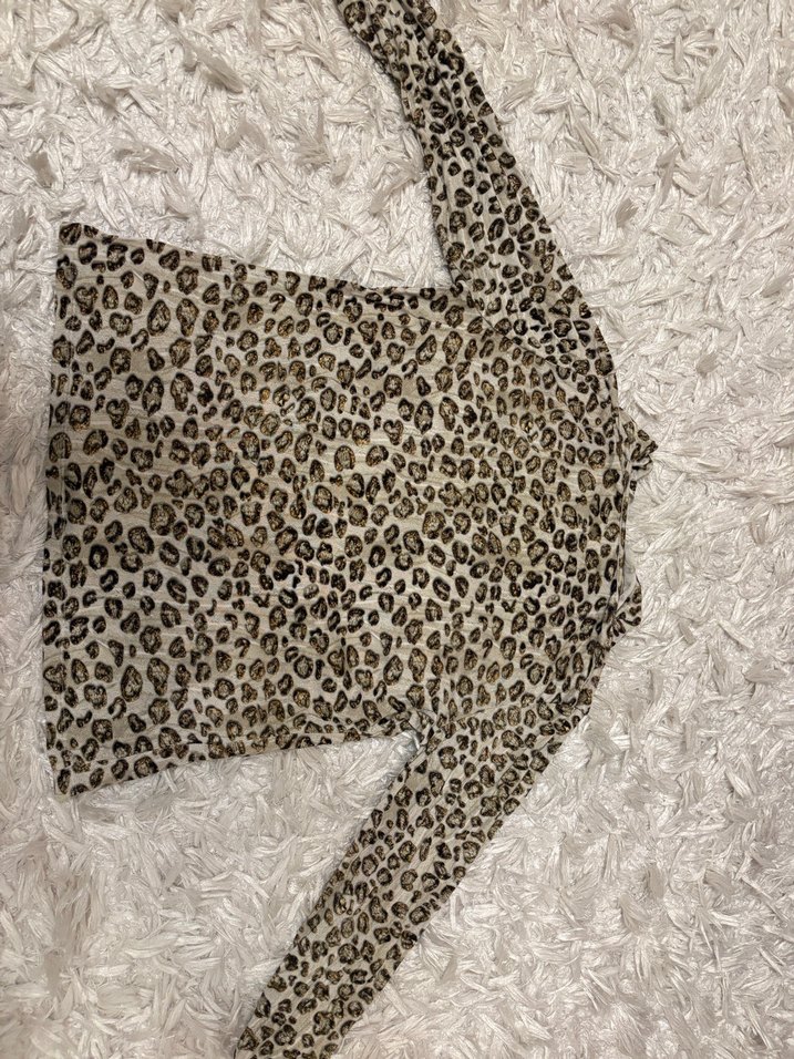 Kahverengi Leopar Desenli Bohem Kadın Bluz - Görsel 3
