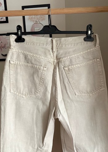 Bej Düğmeli Kadın Kot Pantolon - Görsel 3