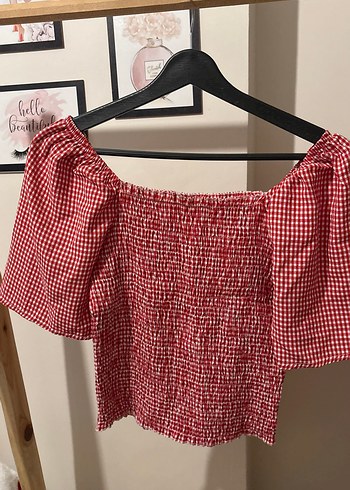 Kısa Kollu Kırmızı Kareli Mini Bluz - Görsel 2