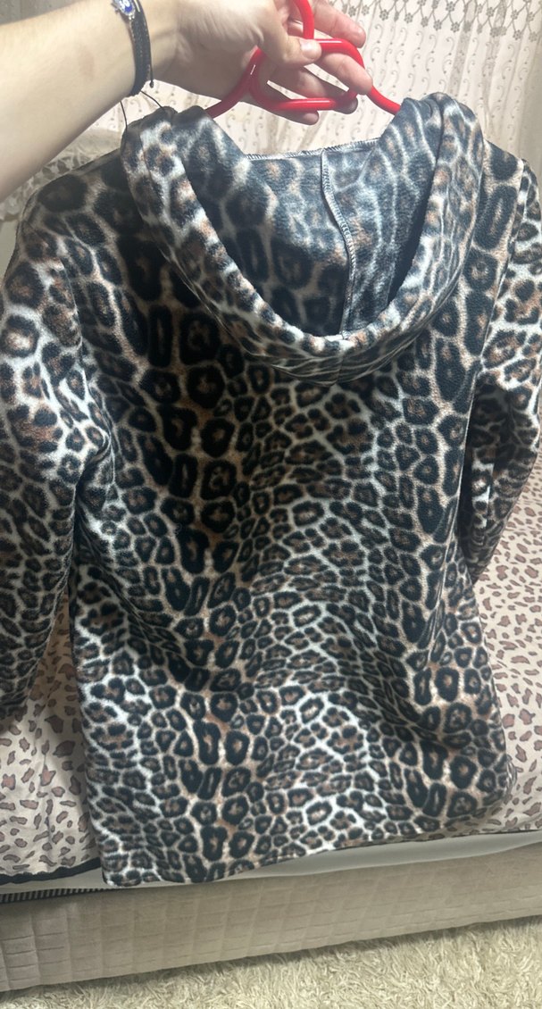 Kahverengi Leopar Desenli Uzun Kadın Kaban - Görsel 4