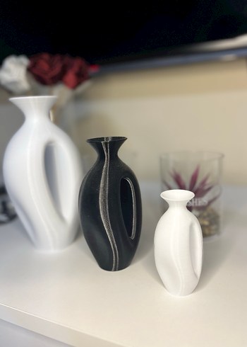 Beyaz ve Siyah Dekoratif Vazolar Seti - Görsel 2