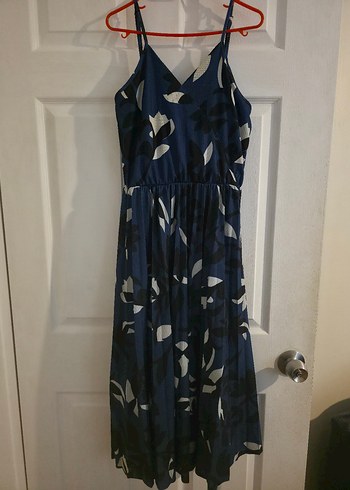 Kadın Lacivert Uzun Pilili Askılı Elbise - Görsel 2