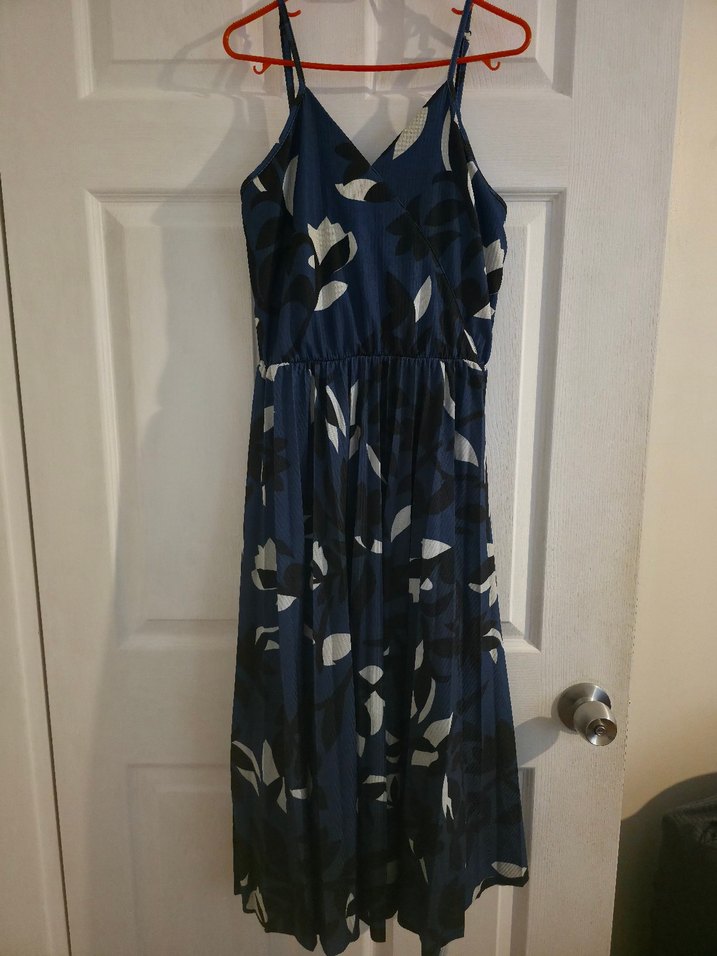 Kadın Lacivert Uzun Pilili Askılı Elbise - Görsel 2