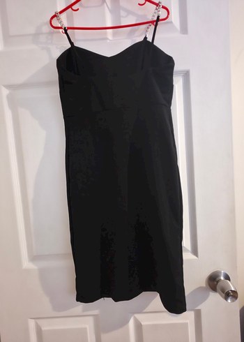 Siyah V Yakalı Midi Elbise - Görsel 3